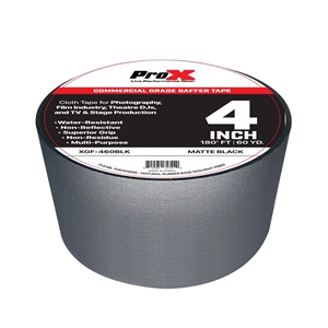 ProX GaffX™ 4" Commercial Grade Gaffers Tape, Matte Black, 60 Yards gaffers tape, gaffx, commercial grade tape, commercial tape, stage tape, truss tape, dj tape, dj gear, wire organization, wire tape, cable tape